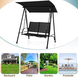 Tangkula 2 Person Porch Swing, Patio Swing with Adjustable Canopy, Comfortable Fabric Seat & Heavy-Duty Steel Frame - Photo 8