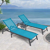 Aluminum Chaise Lounge Chair Outdoor, Foldable Patio Lounge Chair 2 Sets with Table Assemble-Free - Photo 1