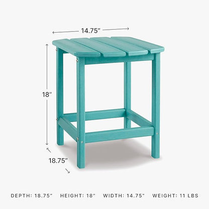 Signature Design by Ashley Sundown Treasure Outdoor Patio HDPE Weather Resistant End Table, Blue