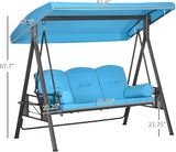 Outsunny 3-Seat Patio Swing Chair, Outdoor Porch Swing Glider with Adjustable Canopy, Removable Cushion - Photo 7