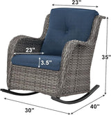 Rilyson Patio Chairs Outdoor Rocking Chair - 2 Piece Wicker Rattan Rocker Chairs Set with High Back and Deep Seating - Photo 2