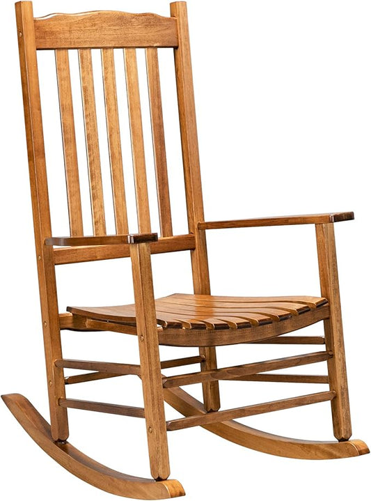 VINGLI Classic Wooden Rocking Chair with Handcrafted Comfort, Eco-Friendly and Durable Rocking Chair, Elegant and Stable Rocker for Indoor and Outdoor Use, Natural
