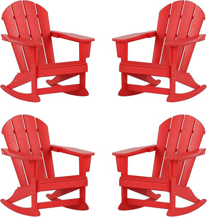 WestinTrends Malibu Outdoor Patio Porch Rocking Adirondack Chair (Set of 4), Red
