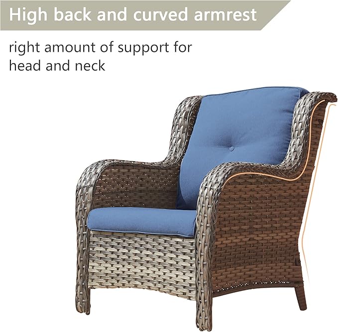 Rilyson Patio Chairs Outdoor Wicker Chair - Rattan Dining Chairs Porch Chairs Outside Club Chairs with High Back and - Photo 4