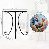 Outdoor Side Table, 18" Rooster Round Accent Table, Metal Indoor Small End Tables - Photo 3