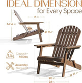 IDZO Outdoor Adirondack Chair Set of 2, Pre-Assembled Backrest, Furniture Set, Outdoor Furniture for Garden, Porch, Deck - Photo 2