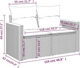 2-Seater Patio Sofa with Cushions, Gray Poly Rattan Outdoor Loveseat - Photo 9