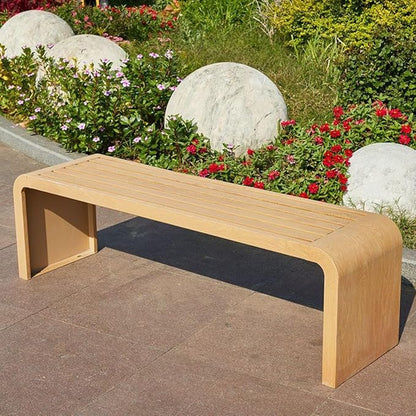 Patio Garden Bench, All-Weather Outdoor Bench, 2-3 Person Seat Backless Front Porch Bench, Outdoor Metal Garden Bench(Wood Color,120cm/47.2in)