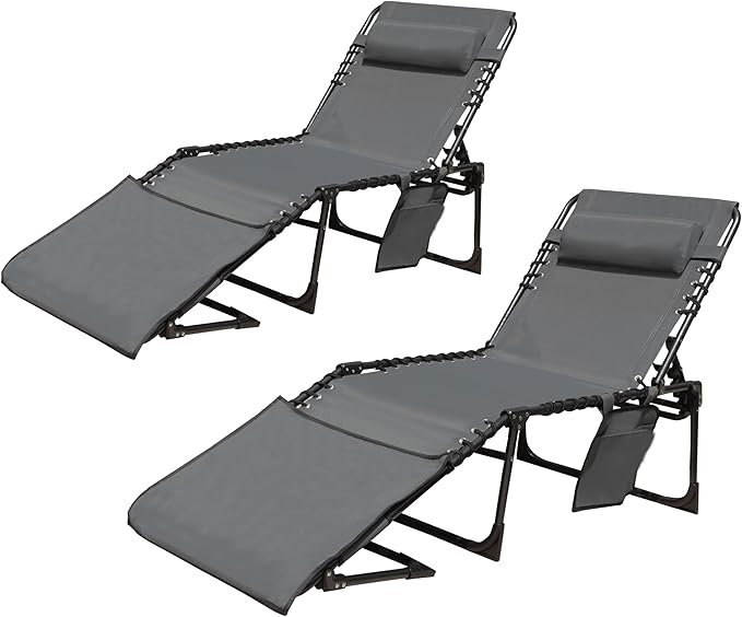 BlueWish 2 Pack Beach Chairs, Sunbath Outdoor Lounge Chair Folding Beach Chair with Adjustable Backrest - Photo 1