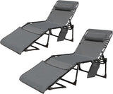 BlueWish 2 Pack Beach Chairs, Sunbath Outdoor Lounge Chair Folding Beach Chair with Adjustable Backrest - Photo 1