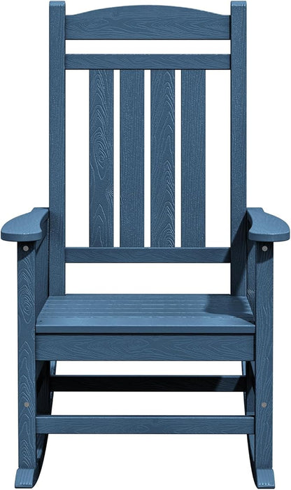 KINGYES Oversized Patio Rocking Chair Set of 2, HDPE Outdoor Rocking Chairs with 330lbs Support for Adults, Navy