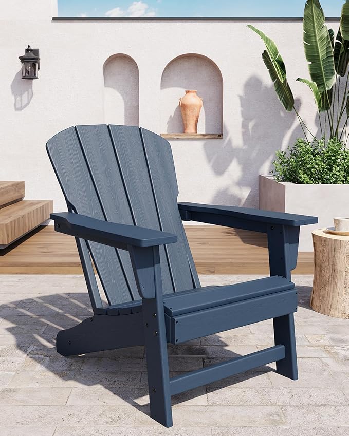 Garvee HDPE Adirondack Chairs for Outdoor Patio, Weather-Resistant All-Weather Seating for Fire Pit, Deck, or Lawn, Heavy-Duty Wide Armrests with Slatted Back, Fade-Proof Easy-Clean Design