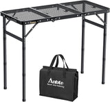 Anbte Folding Grill Table, 3ft Tri-Fold Aluminum Folding Table Adjustable Height Max 27.5" Grill Table with Mesh Desktop - Photo 1