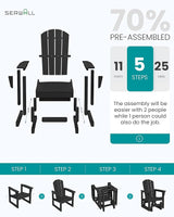 SERWALL Outdoor Glider Chair, HDPE Patio Glider Rocker All-Weather Porch Glider for Outside, Black - Photo 9