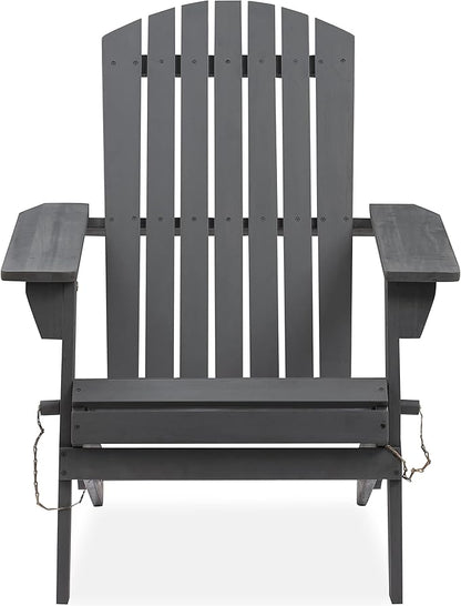 Amazon Aware FSC Certified Outdoor Folding Adirondack Chair, Acacia Wood, Dark Grey