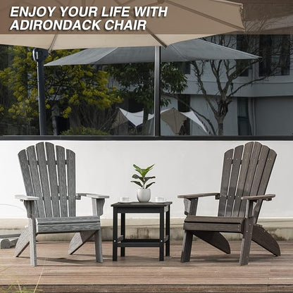 Adirondack Chair Outdoor, Oversized Patio Chair Poly Lumber, Weather Resistant & Heavy Duty, Fire Pits Chair for Porch, Poolside, Lawn, Backyard and Garden, 350lbs Capacity