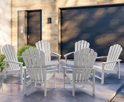Stackable Adirondack Chairs Set of 6, Space Saving HDPE All-Weather Fire Pit Chair with Cover for Outdoor Lawn Porch Deck
