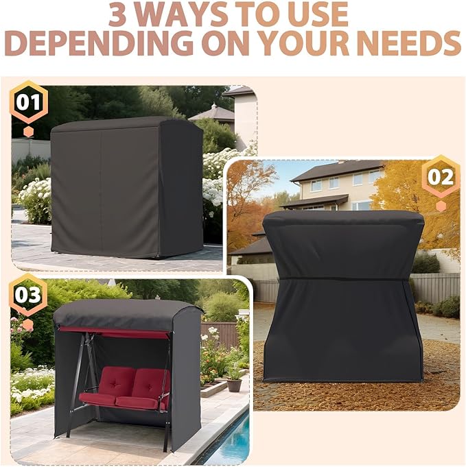 AECOJOY 2-Seat Outdoor Patio Swing Chair with Cover, Porch Swings Chairs for Adult - Photo 9