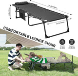 KingCamp Folding Outside Patio Lounge Chair Adjustable 5-Position Adults Reclining Folding Chaise with Pillow, for Patio - Photo 3
