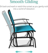 Best Choice Products 2-Person Outdoor Patio Swing Glider Steel Bench Loveseat Rocker for Deck, Porch w/Textilene Fabric - Photo 4
