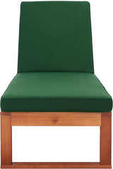 SAFAVIEH Outdoor Collection Solano Natural Brown Solid Wood/Green Cushion Patio Adjustable Chaise Lounge Chair - Photo 1