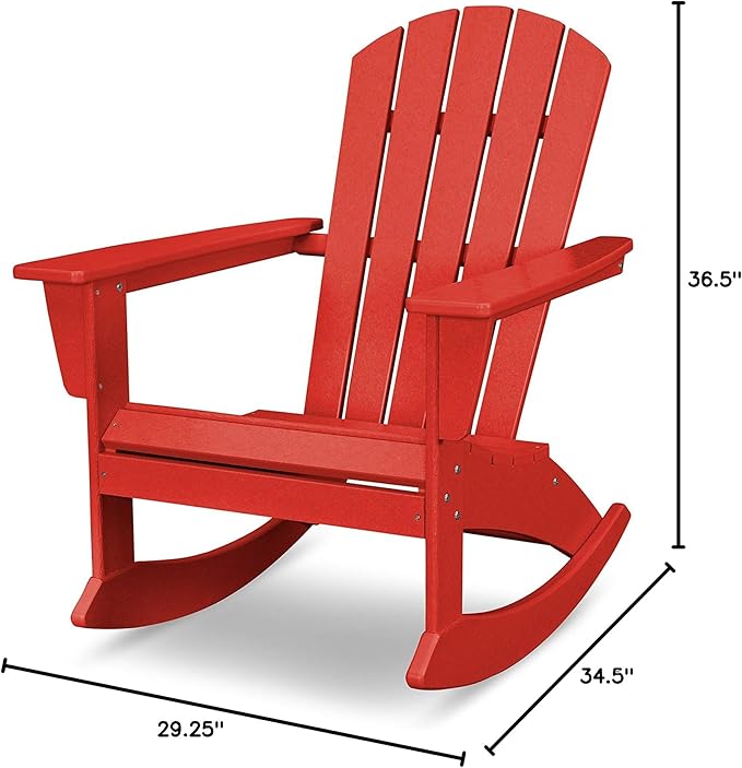 POLYWOOD® Nautical Adirondack Rocking Chair in Sunset Red