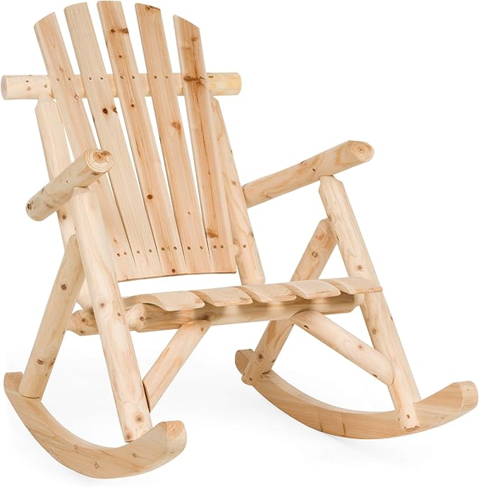 Best Choice Products Wooden Rocking Chair Outdoor Wood Rocker Adirondack Lounger Accent Furniture for Yard, Patio, Garden w/Natural Finish
