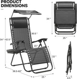 MoNiBloom Zero Gravity Chair with Canopy Shade, Patio Anti Gravity Recliner - Photo 3