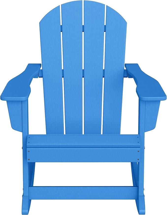 WestinTrends Malibu Outdoor/Patio Poly Adirondack Rocking Chair, Pacific Blue