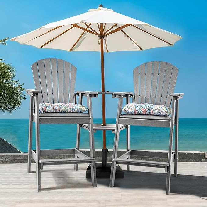 Sundale Outdoor Tall Adirondack Chairs Set of 2, 30 Inch Seat Height Patio Adirondack Bar Stools - Photo 6