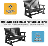 Poly Lumber Patio Glider with Cup Holders, High Backrest and Deep Contoured Seat, HIPS Material, All-Weather Resistant - Photo 4