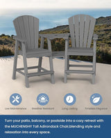 Ciokea Tall Adirondack Chairs Set of 4, HDPE Outdoor High Back Adirondack Chair with Double Connecting Tray - Photo 7