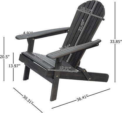 Malibu Adirondack Chair,Patio Seating,Acacia Wood,Dark Gray