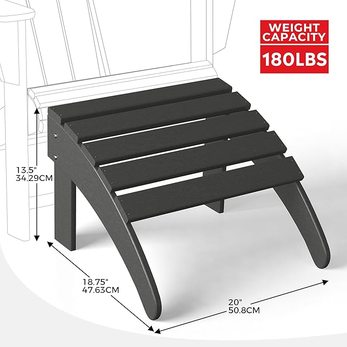 Costaelm Adirondack Chair Footrest Foldable Ottoman, Folding Ottoman Outdoor Foot Rest for Patio Waterproof, Adirondack Ottoman Outdoor, Gray