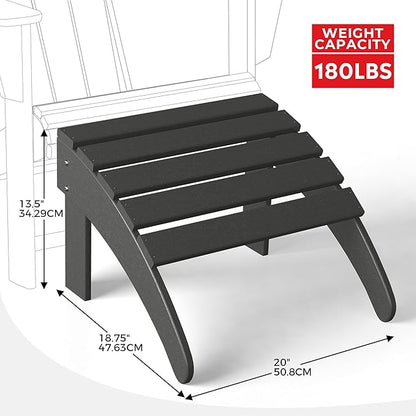 Costaelm Adirondack Chair Footrest Foldable Ottoman, Folding Ottoman Outdoor Foot Rest for Patio Waterproof, Adirondack Ottoman Outdoor, Gray