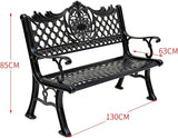 51" Outdoor Bench Garden Bench Cast Aluminum Bench with Floral Back Metal Front Porch Benches for Yard Patio Entryway - Photo 3