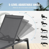 VEVOR 2 Pcs Chaise Lounge Chairs Outdoor, Aluminum Patio Lounge Chair with Adjustable 5-Position - Photo 8