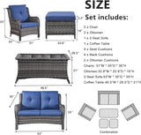 Belord 6 Pieces Patio Furniture Set Outdoor Wicker Furniture, 2 Patio Wicker Chairs with 1 Loveseat Sofa - Photo 3