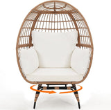 Oversized 360° Swivel Rattan Egg Chair for Adult, Indoor Outdoor Patio Large Wicker Egg Chair with Overstuffed Cushions - Photo 1