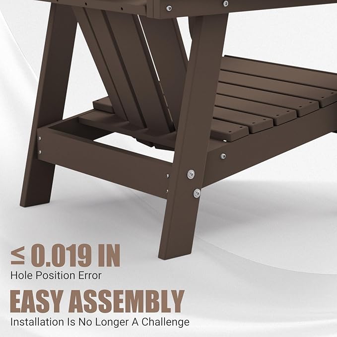 PROHIKER Adirondack Chair Set of 2, HDPE Outdoor Patio Chair with Cup Holder All Weather Outdoor Chairs for Lawn Garden Porch Backyard, Plastic, Brown