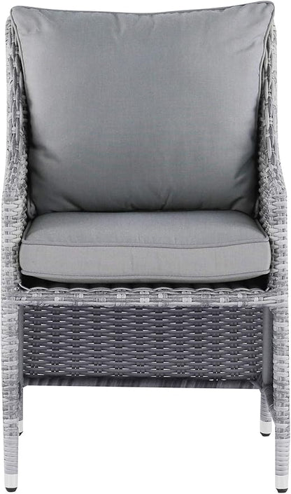 Elle Decor Vallauris Patio Outdoor Furniture Collection, Premium All Weather Wicker, 5 Piece Non-Reclining Set, Gray