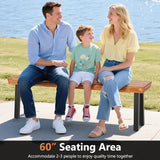 COSTWAY Outdoor Acacia Wood Benches, 2-3 People Backless Garden Benches with Metal Frame for Patio, Deck - Photo 6
