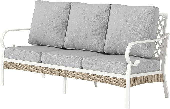 Metal Patio Furniture Sofa with 5.75" Extra Thick Cushion - Photo 9