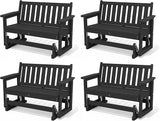 SERWALL Outdoor Glider Bench Set of 4, HDPE Weather-Resistant Swinging Bench for Backyard Garden Porch, Black - Photo 1