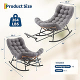 Outdoor Rocking Chair with Footrest, Oversized Patio Papasan Chairs with Cushion - Photo 2