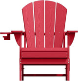 Folding Adirondack Chairs with Cup Holders, Set of 6 HDPE Plastic Outdoor Chairs, Weather Resistant, Real Wood Look - Photo 8