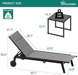 YITAHOME Outdoor Chaise Lounge Chairs Set of 3, Pool Loungers with Side Table, 5-Position Adjustable Backrest - Photo 6