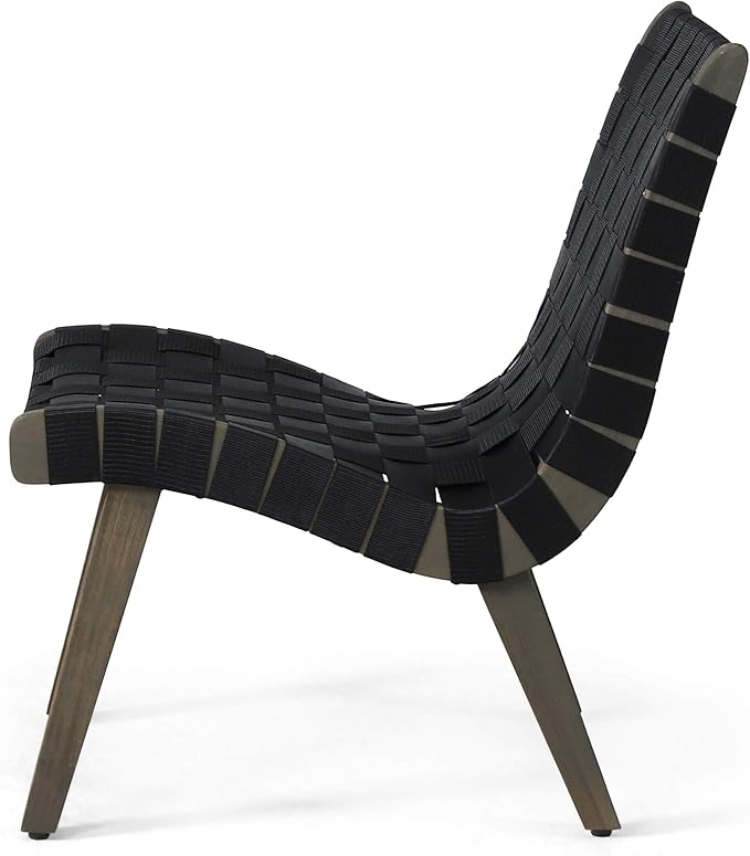 Christopher Knight Home Charlotter Outdoor Lounge Chair, Black + Gray