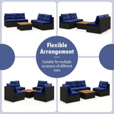 Tangkula 5 Piece Rattan Sofa Set, Outdoor Wicker Furniture Set w/Seat & Back Cushions, Square Coffee Table - Photo 5