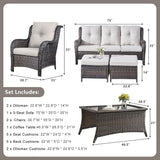 Rilyson Outdoor Patio Wicker Furniture Set - 6 Piece Rattan Patio Conversation Sectional Sofa Set with 1 Couch - Photo 3